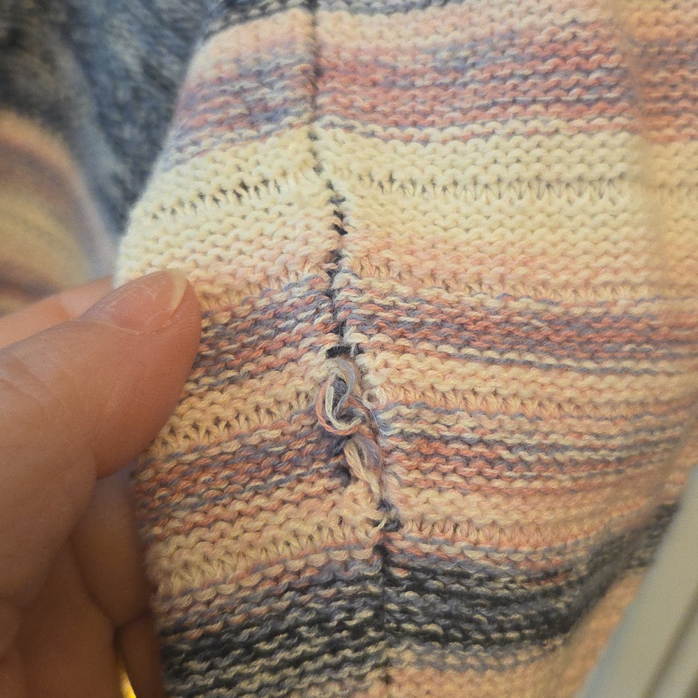 Striped Cotton Linen Blend Knit Sweater - Pink & Gray - Picture 5 of 12